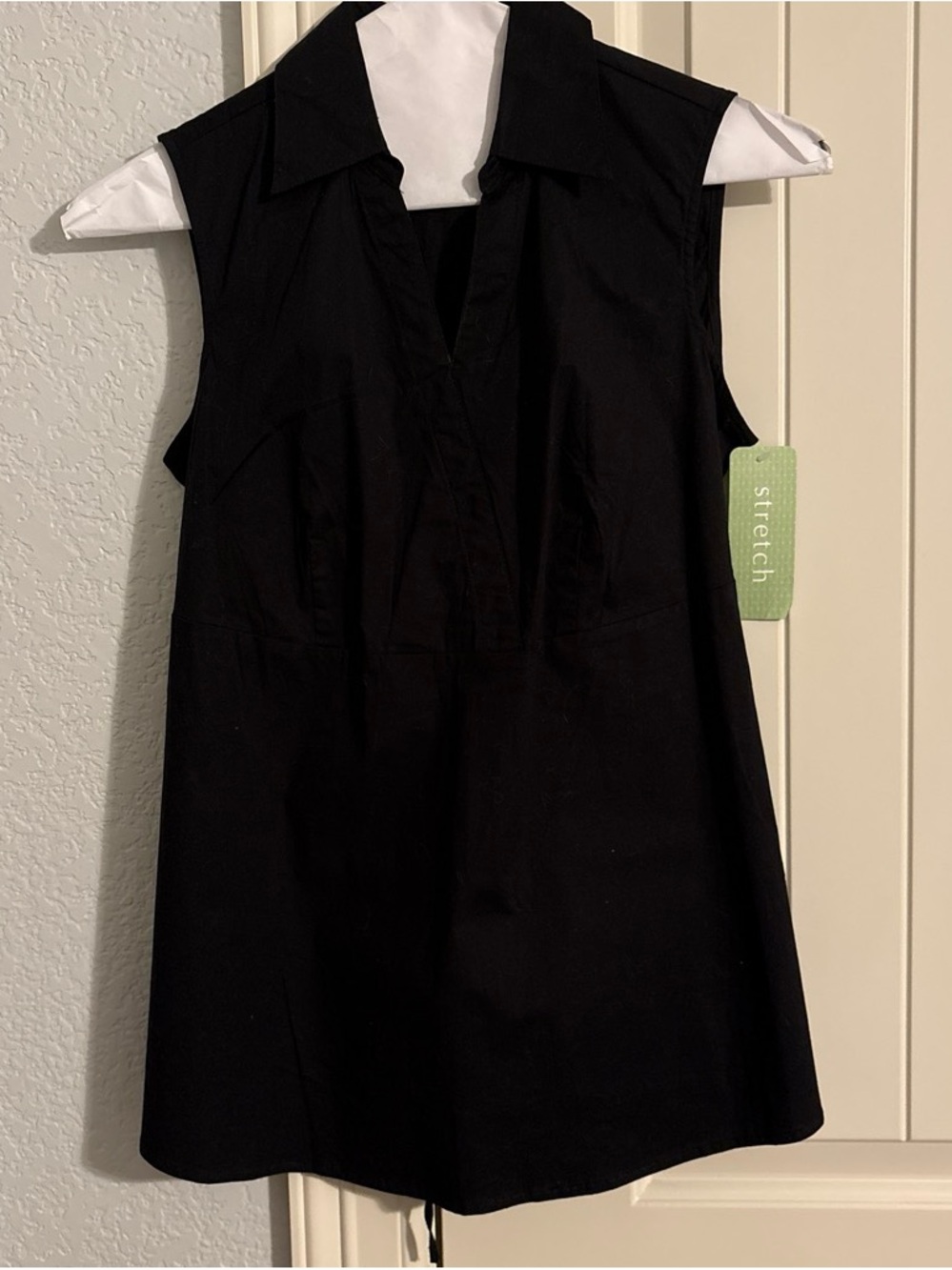 Sleeveless V-Neck Black Tunic Maternity Top